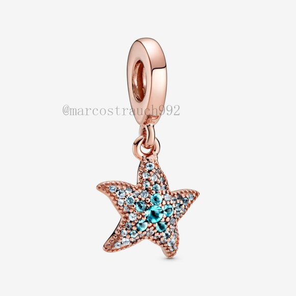 Pandora Sparkling Starfish Dangle Charm - Picture 1 of 4